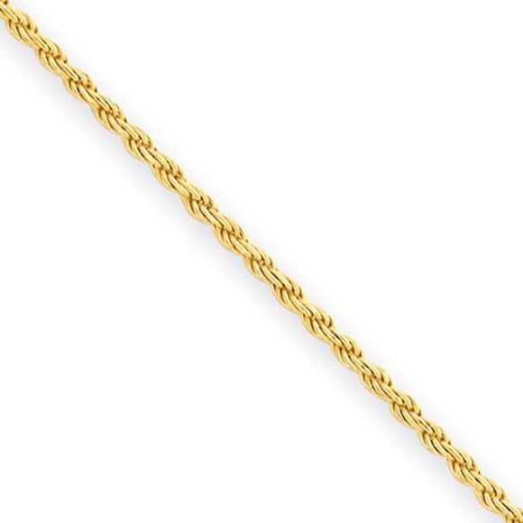1.9mm Gold-Tone Plated Sterling Silver D/C Solid Rope Chain, 18 Inch - Picture 1 of 4